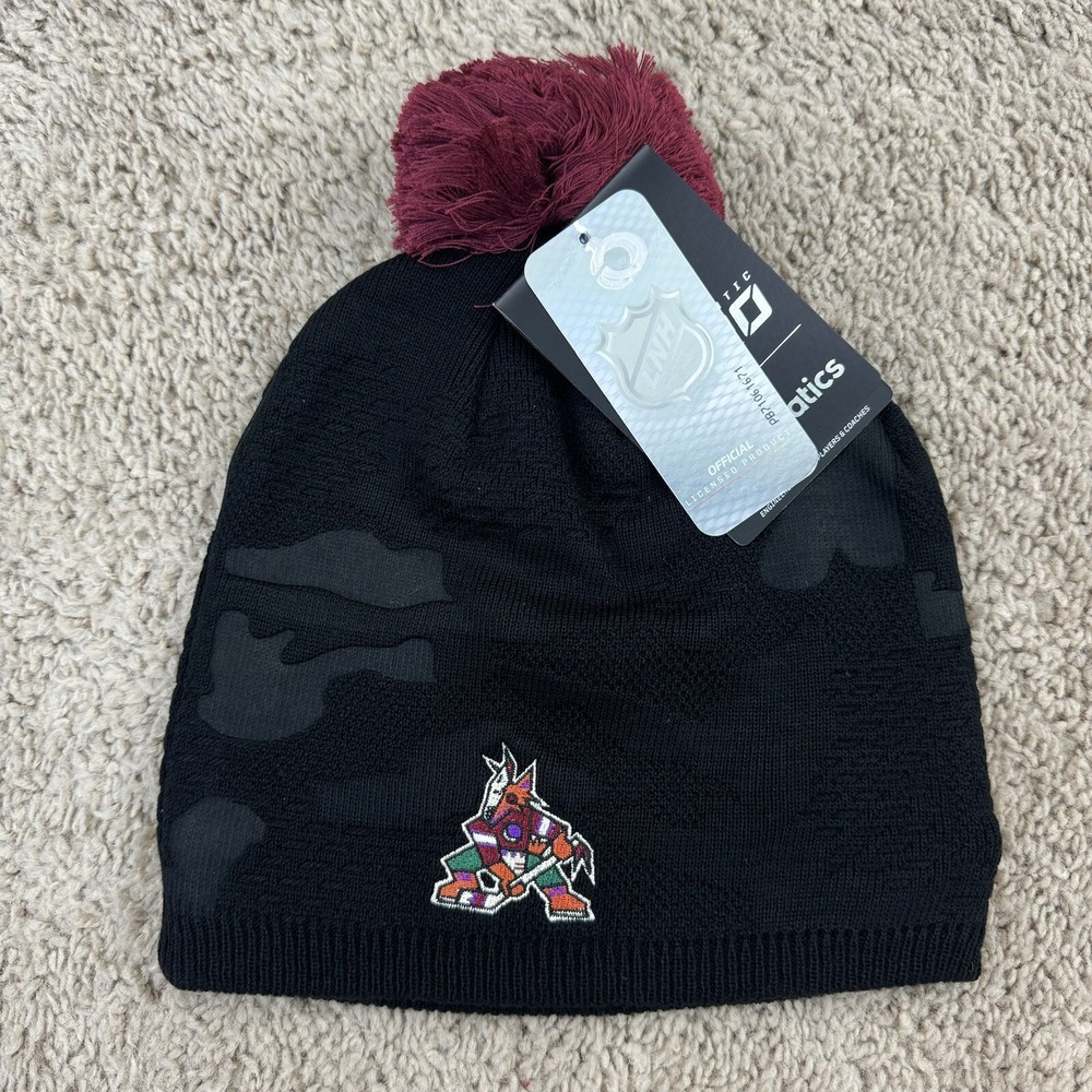 Arizona Coyotes Beanie NHL Women's OSFM Fanatics Pro Team Cuffless Black Pom Hat